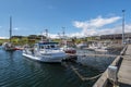 Harbor of Djupivogur town Viewed from floating jetty in the Austurland in eastern Iceland